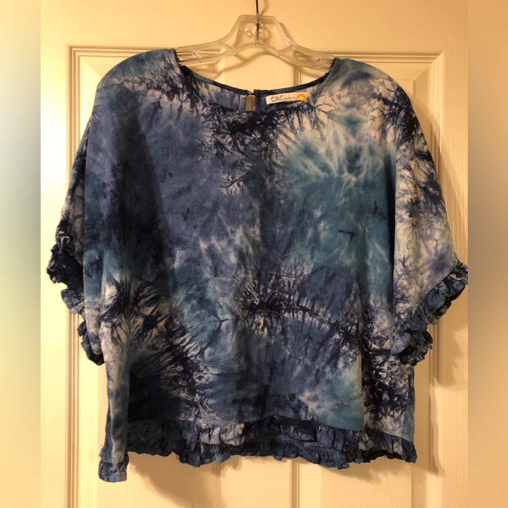 C&C California Tie Dye Linen Ruffle